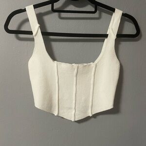 NWOT Audrey 3+1 Corset Crop Top in White. Size Small